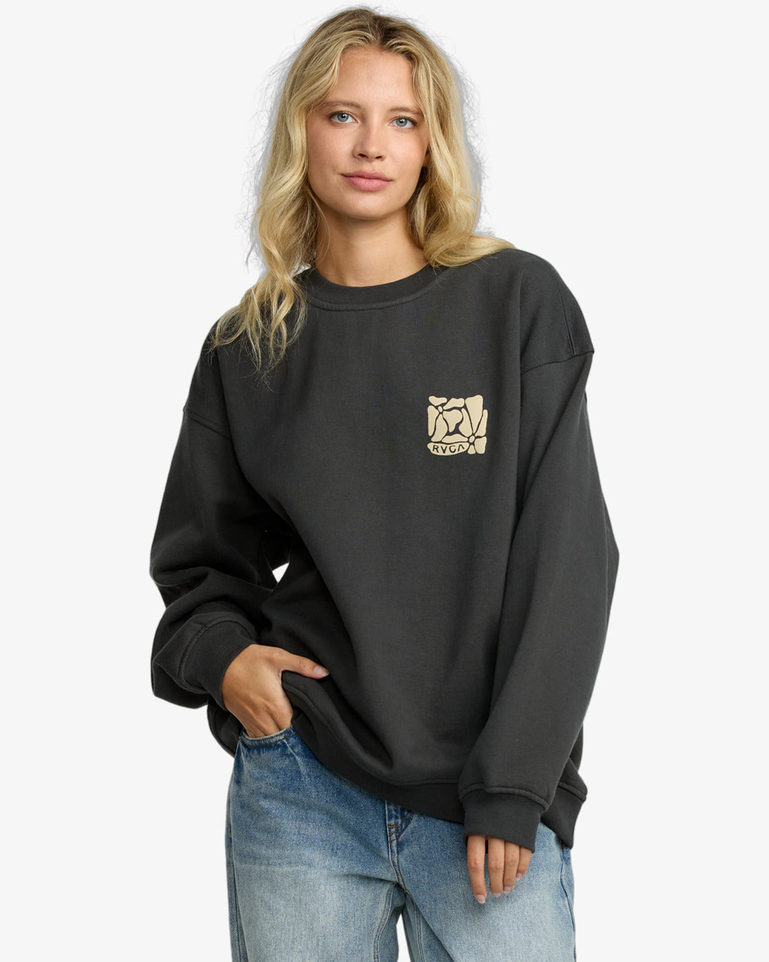 RVCA Womens Baggiefriend Sweatshirt - Pirate Black - ManGo Surfing