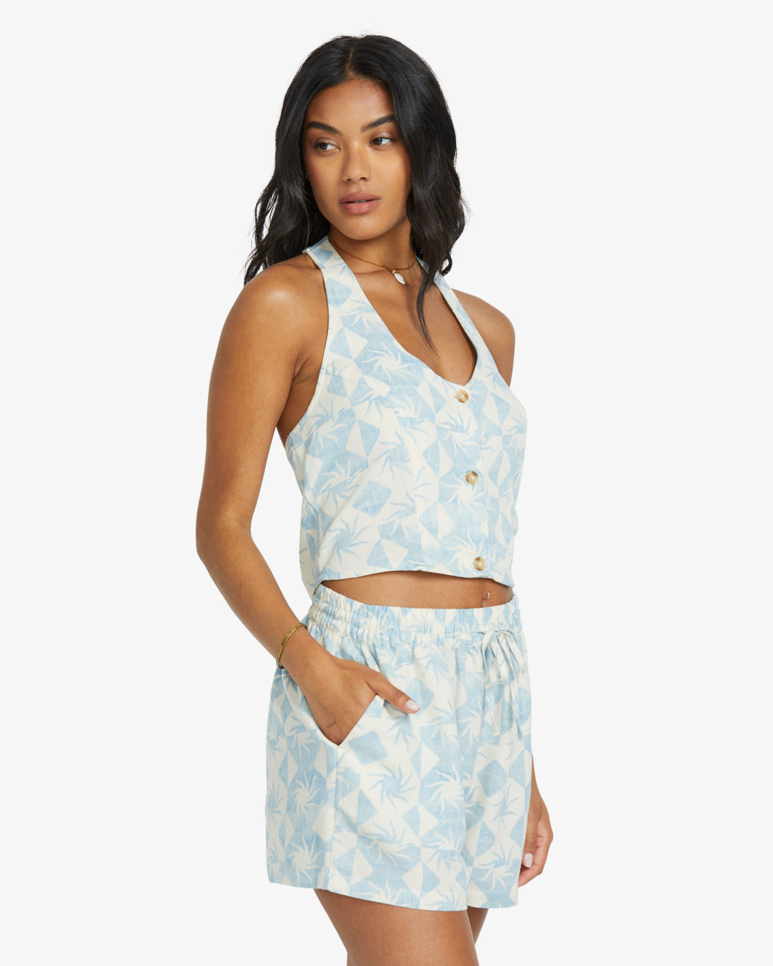 Billabong Womens Sunflower Elastic Waist Shorts - Powder Blue - ManGo Surfing