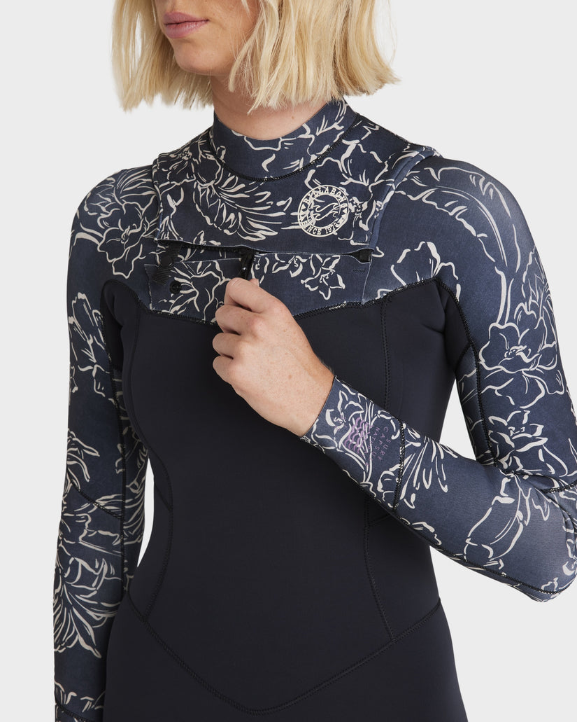 Billabong Womens 3/2 Salty Dayz Natural Chest Zip Steamer Wetsuit - Black Pebble - ManGo Surfing