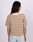 Rusty Womens Penny Striped Crop T-Shirt - Camel