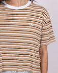 Rusty Womens Penny Striped Crop T-Shirt - Camel