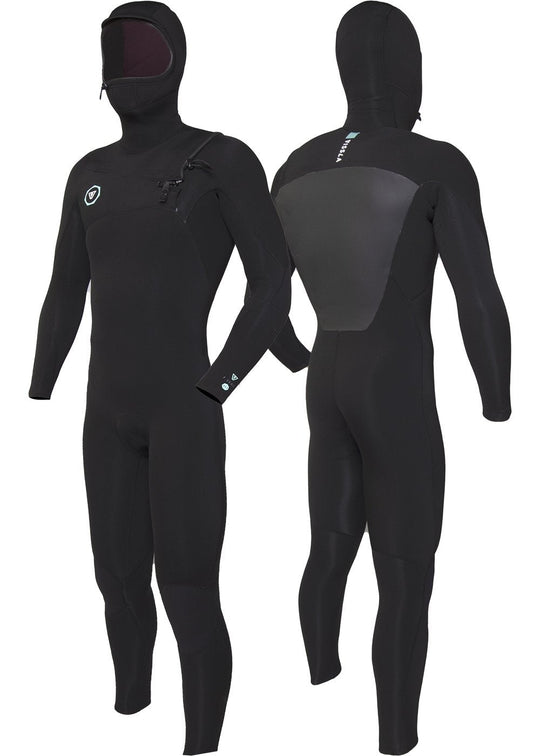 Vissla Mens 7 Seas 5/4/3 Full Hooded Chest Zip Wetsuit - Black