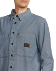 Volcom Mens Levelstone Long Sleeve Shirt - Blue Wash