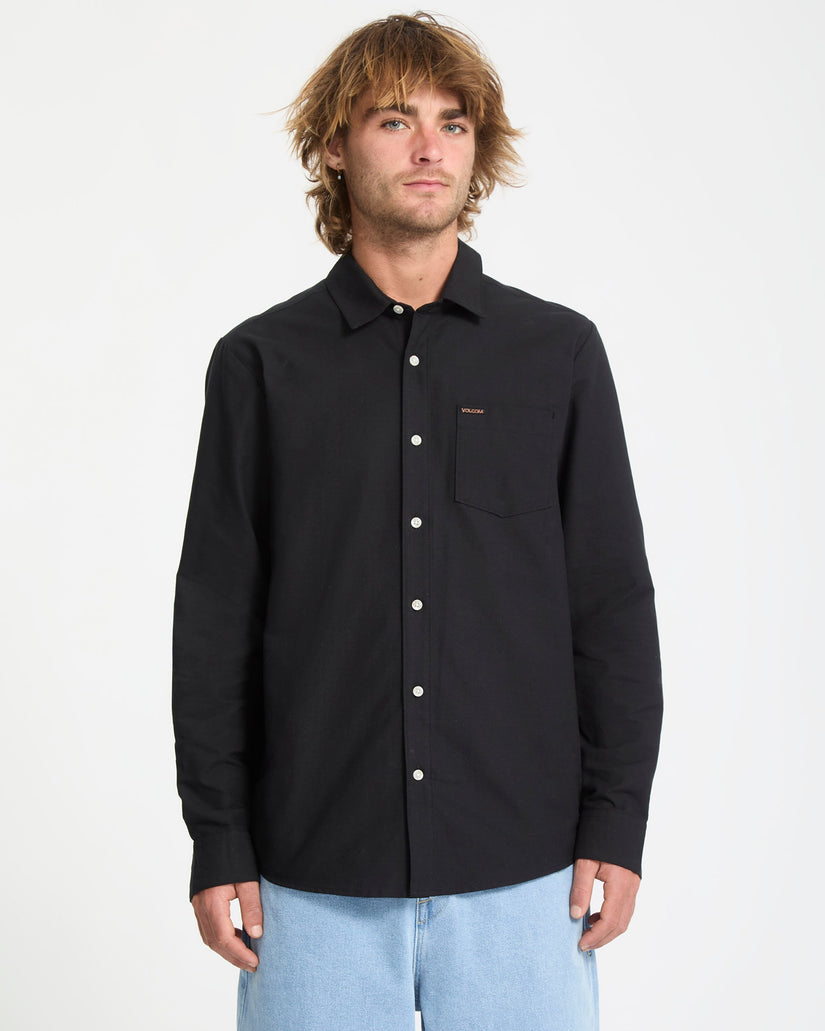 Volcom Mens Veeco Oxford Long Sleeve Shirt - Black