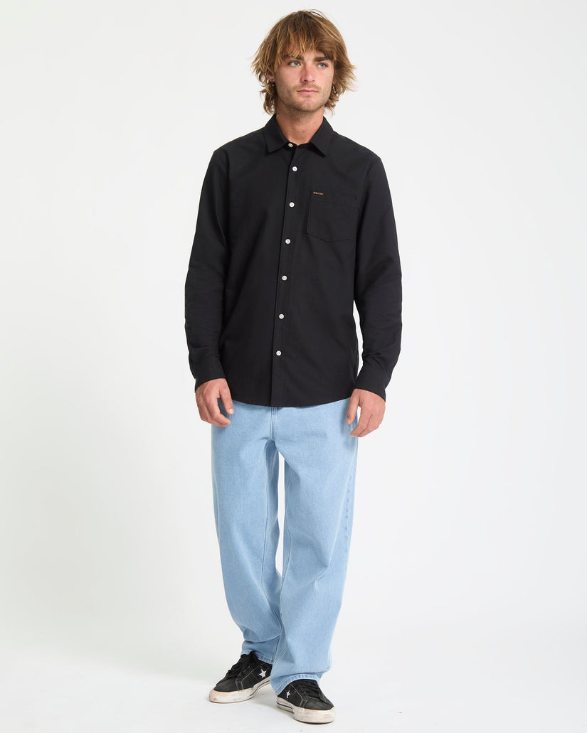 Volcom Mens Veeco Oxford Long Sleeve Shirt - Black