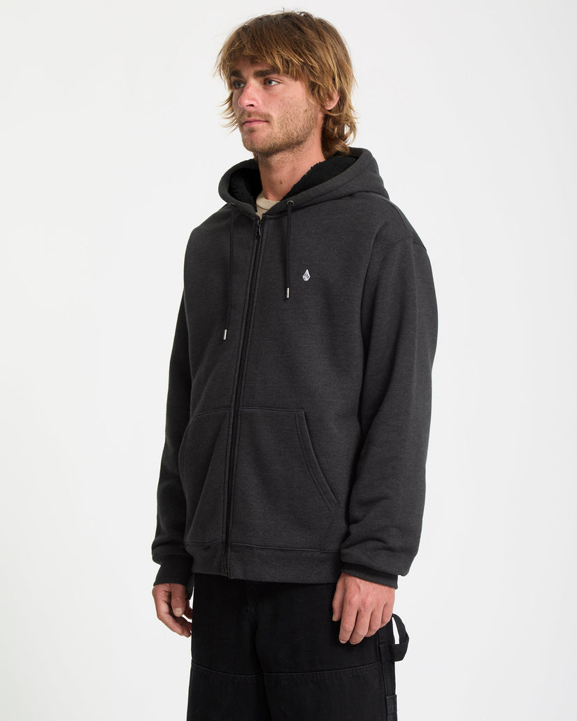 Volcom Mens Single Stone Lined Zip Hoodie - Heather Black