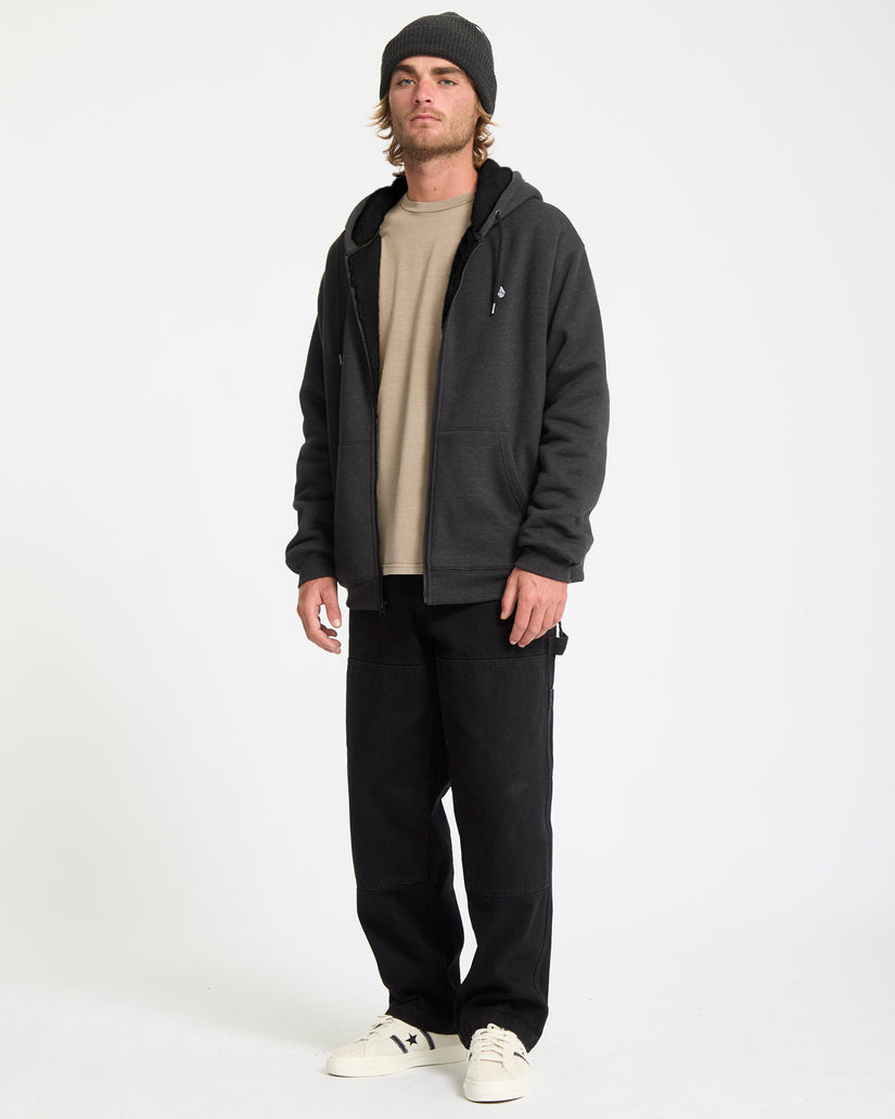 Volcom Mens Single Stone Lined Zip Hoodie - Heather Black