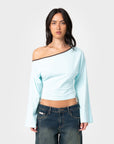Rusty Womens Yuno Reverse Long Sleeve Slouch Top - Powder Aqua