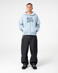 Rusty Mens Revolt Zip Through Waffle Hoodie - Sky Blue