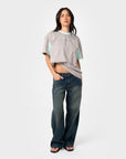 Rusty Womens Cyberwaves Oversize Short Sleeve T-Shirt - Grey/Mint