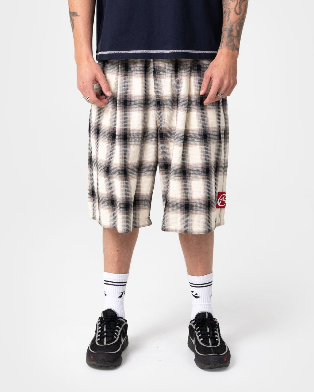 Rusty Mens Mista Checkya Baggy Shorts - Pinecone