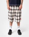 Rusty Mens Mista Checkya Baggy Shorts - Pinecone
