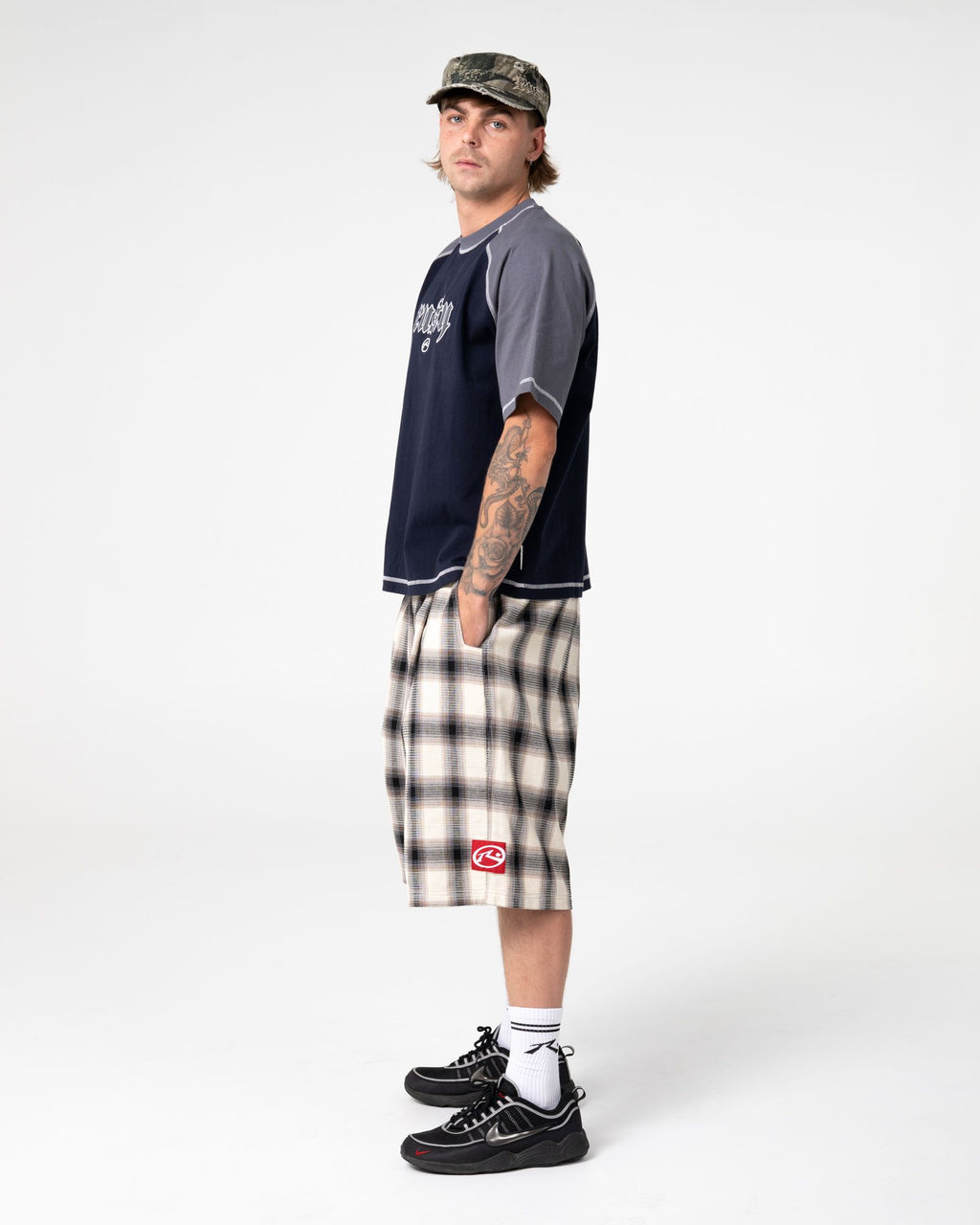 Rusty Mens Mista Checkya Baggy Shorts - Pinecone