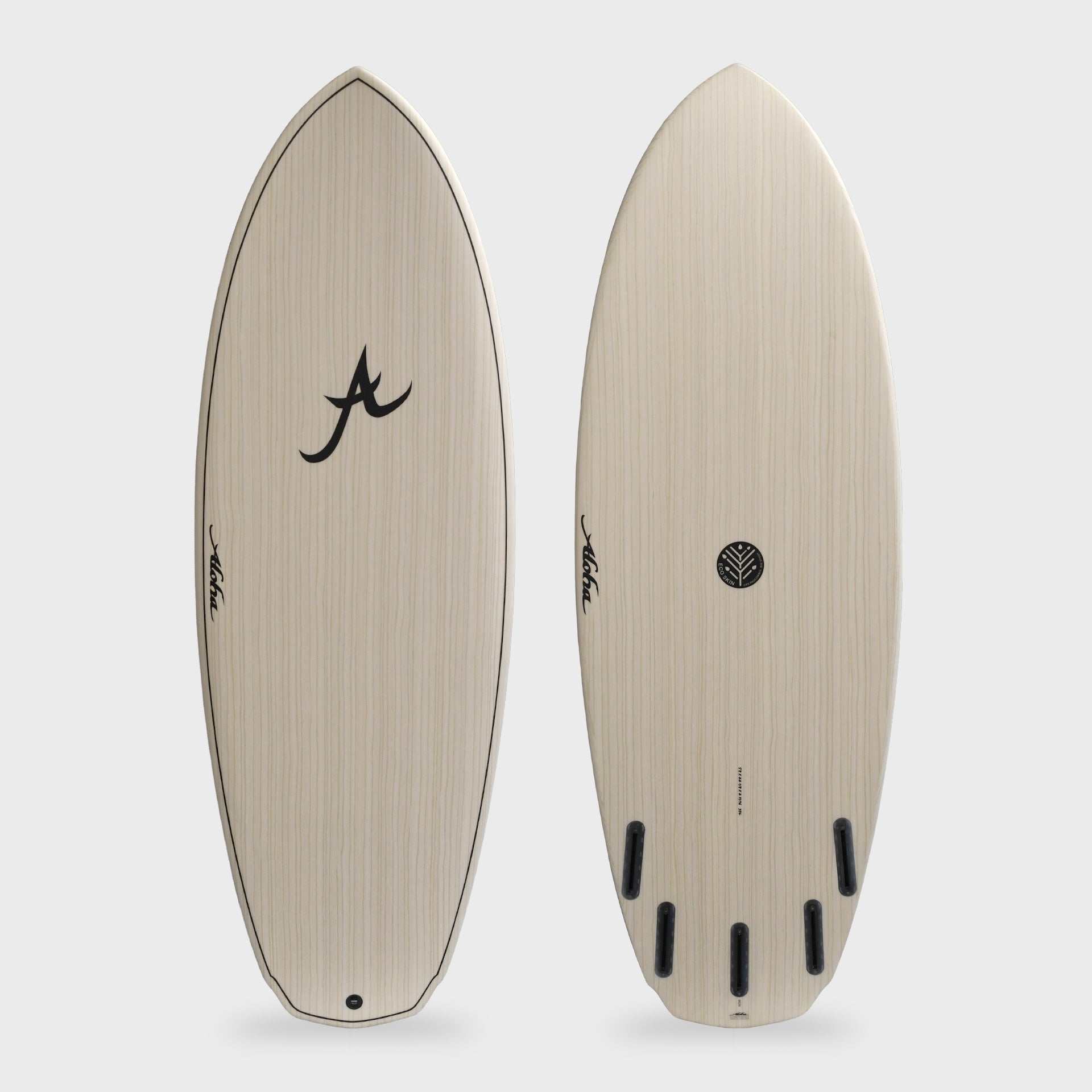 Aloha Black Panda 5F Ecoskin (Futures) Shortboard Surfboard with Pinstripe