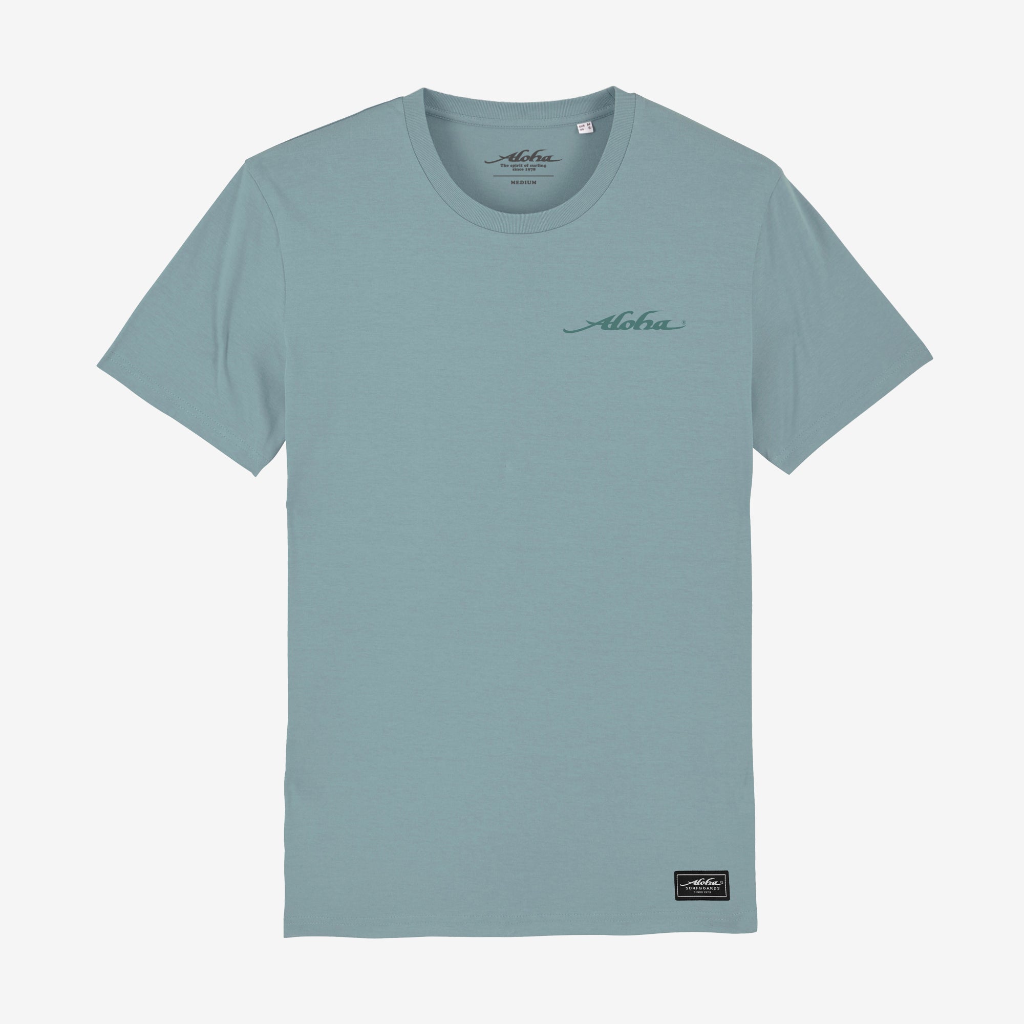 Aloha Shapers Badge T-Shirt – Unisex Short Sleeve Tee - Slate Blue - ManGo Surfing