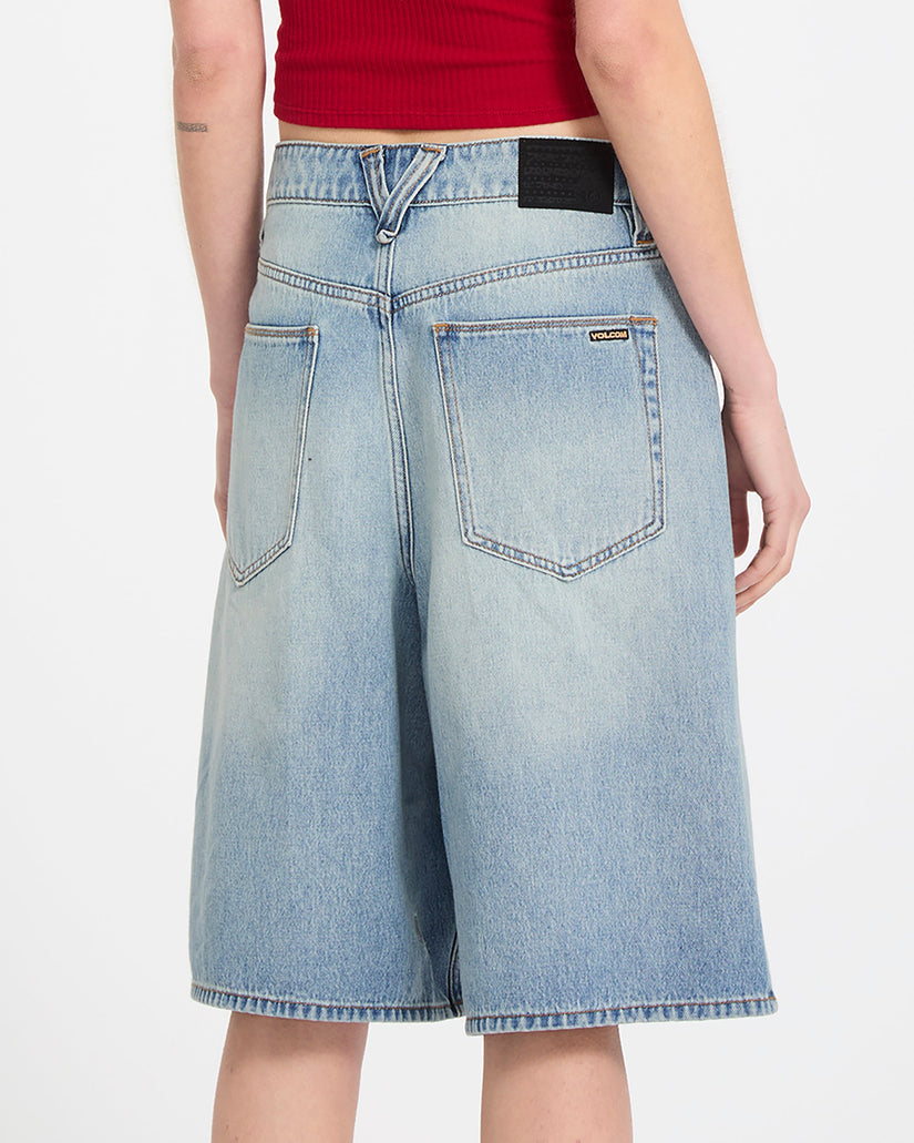 Volcom Womens Beeggy Denim Shorts - Dusty Blue Wash