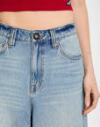Volcom Womens Beeggy Denim Shorts - Dusty Blue Wash