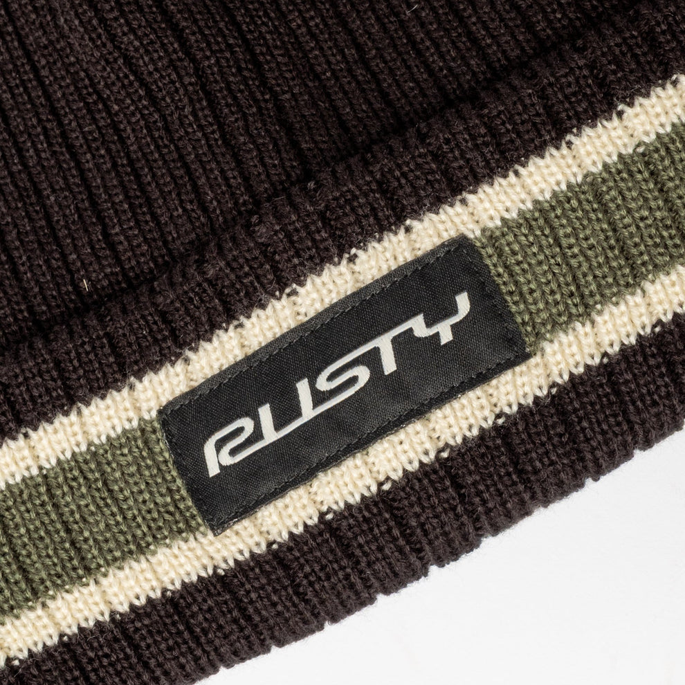 Rusty Mens Bones Reversible Beanie Hat - Black