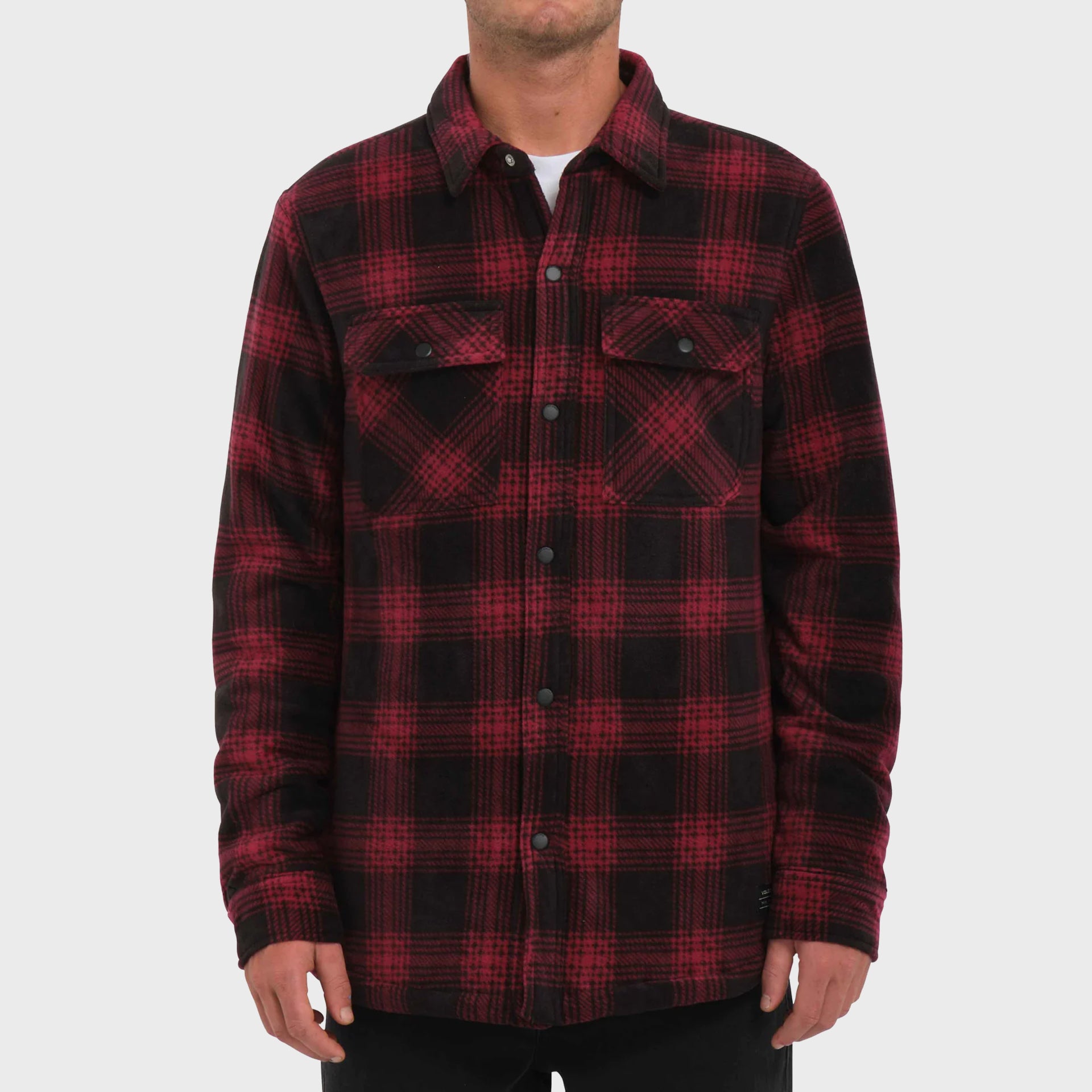 Volcom Bowered Mens Long Sleeve Fleece Shirt - Wine – ManGo Surfing