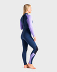 C-Skins Surflite 3/2 Women's Back Zip Steamer - Bluestone/Lilac/White - ManGo Surfing