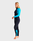 C-Skins Surflite 3/2 Women's Back Zip Steamer Wetsuit - Raven Black/Bright Cyan/Azure - ManGo Surfing