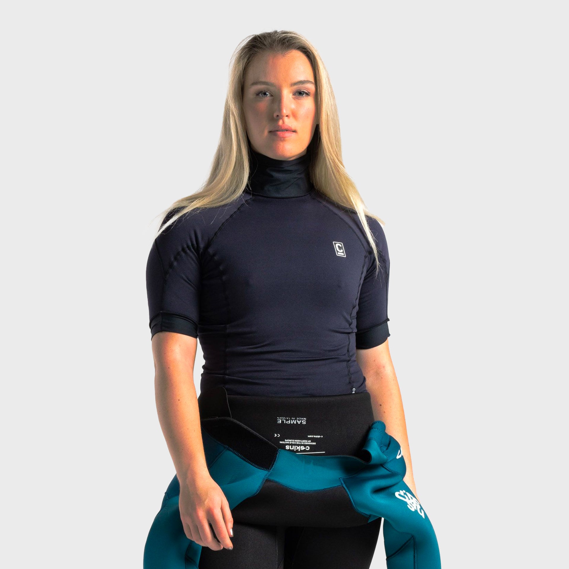 C-Skins Thermal Skins Womens Short Sleeve Vest - Black - ManGo Surfing
