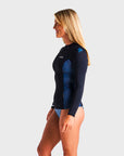 C-Skins UV Skins Women's Premium Rash Vest - Raven Black/Bluestone Tropical/Cascade Blue - ManGo Surfing