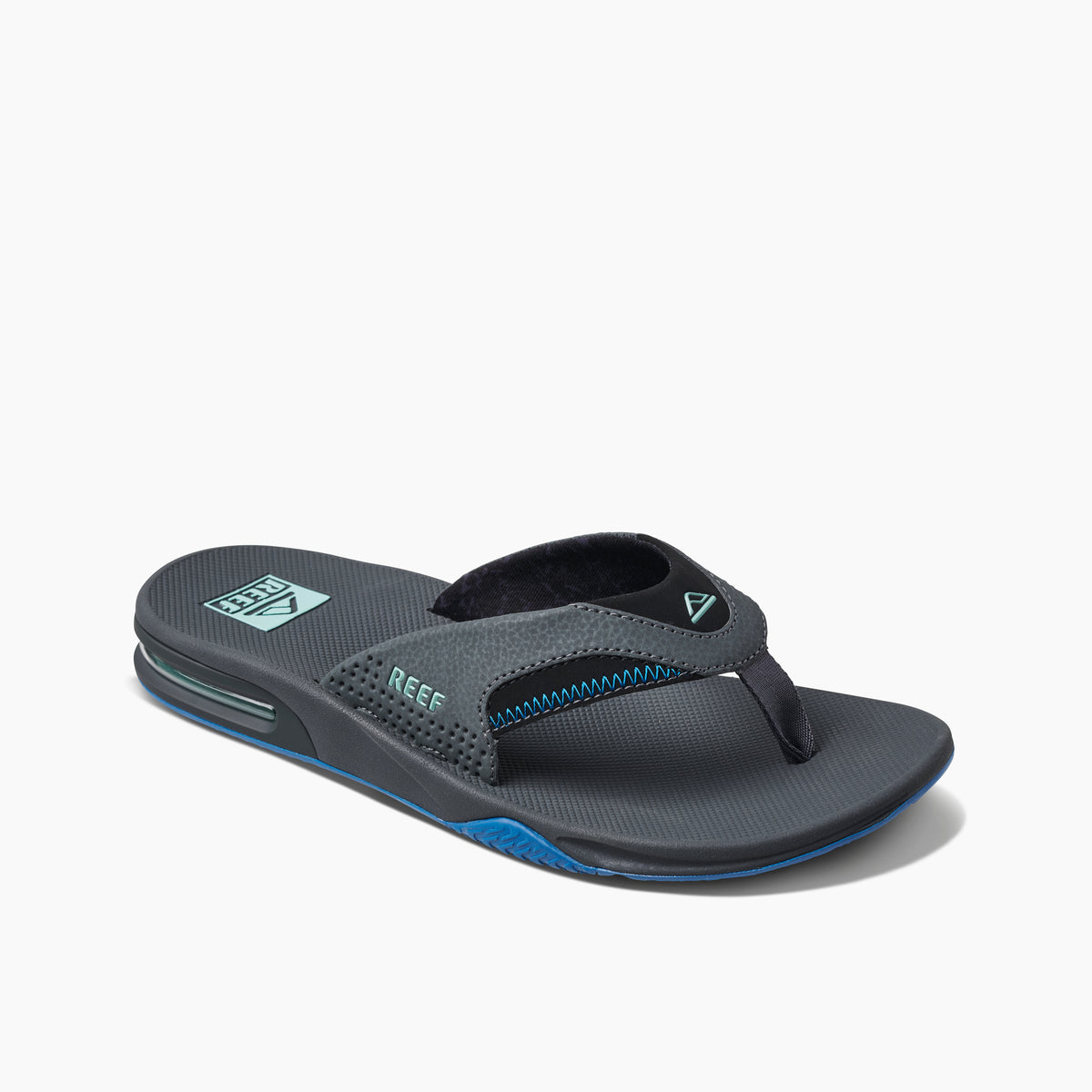 Reef Mens Fanning Flip Flops - Gunmetal/Ocean - ManGo Surfing