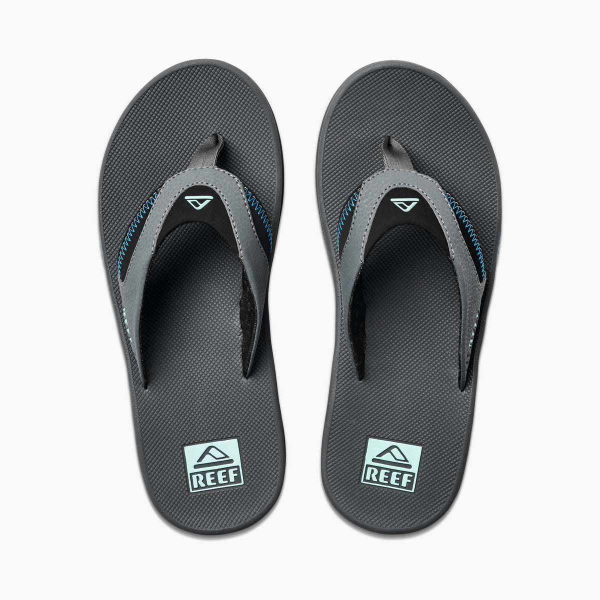 Reef Mens Fanning Flip Flops - Gunmetal/Ocean - ManGo Surfing
