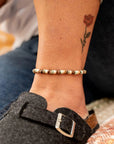Pineapple Island Laut Coconut Wood Beaded Anklet - Green/Brown