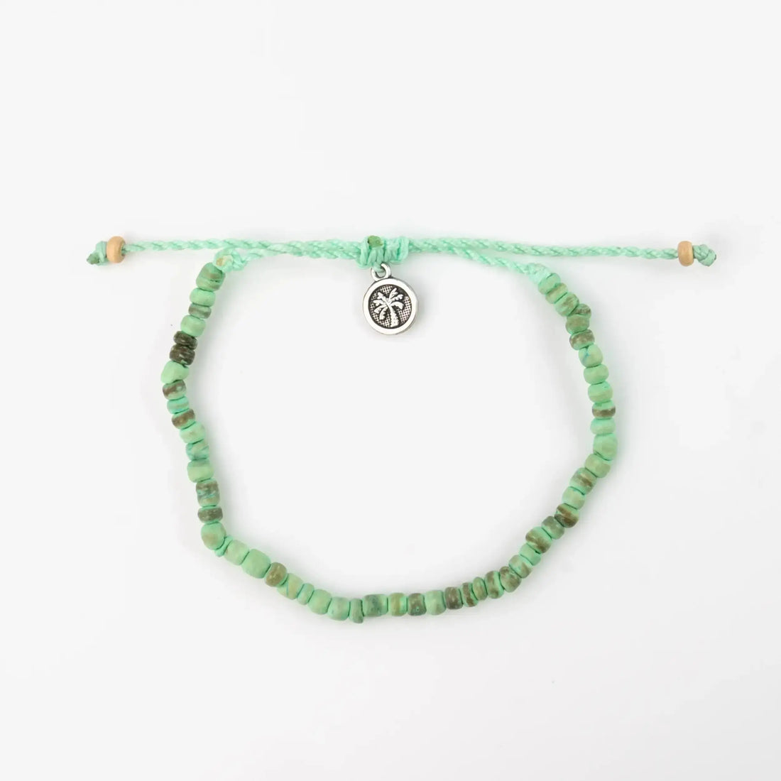 Pineapple Island Coconut Wood Beaded Beach Bracelet - Green