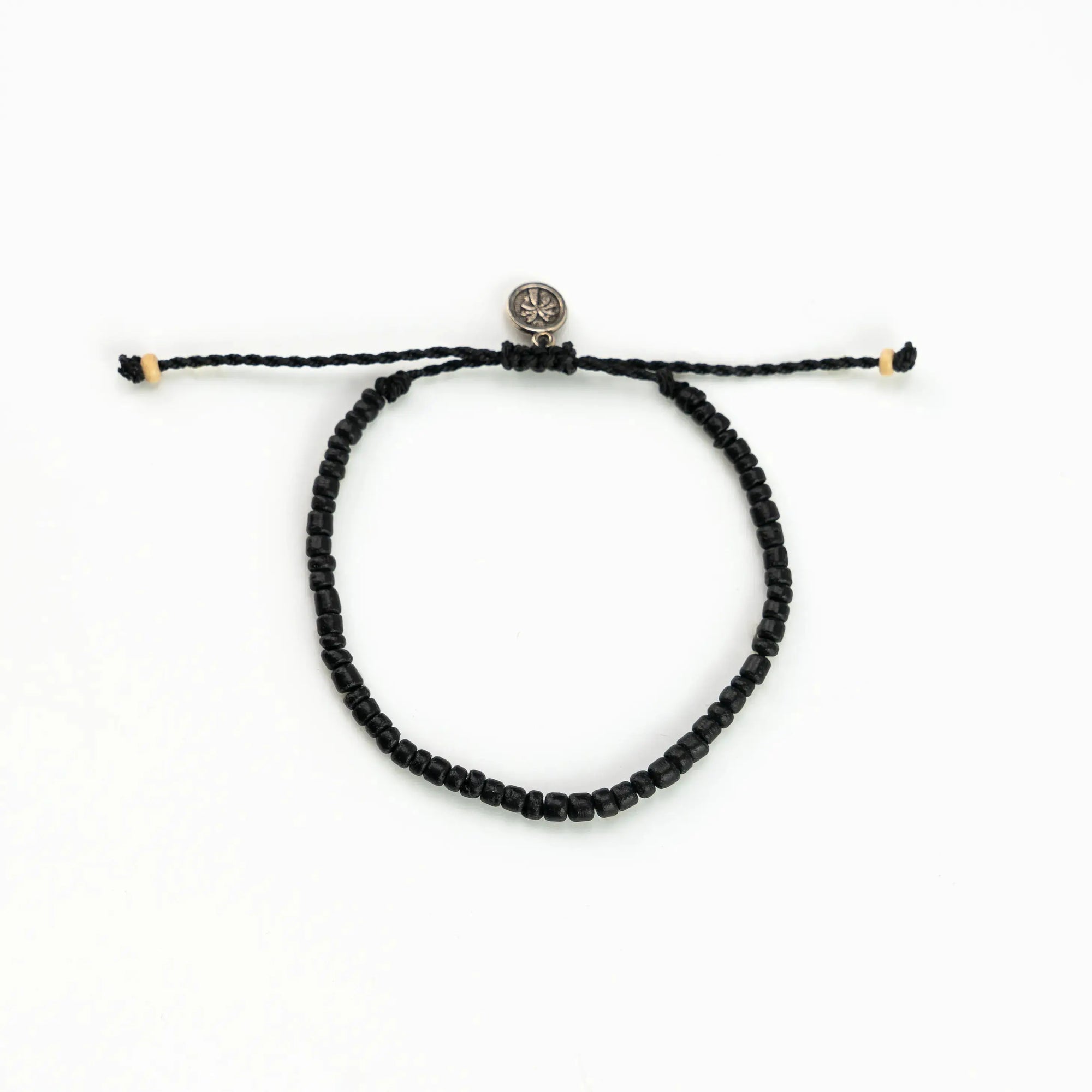 Pineapple Island Coconut Wood Beaded Beach Bracelet - Black