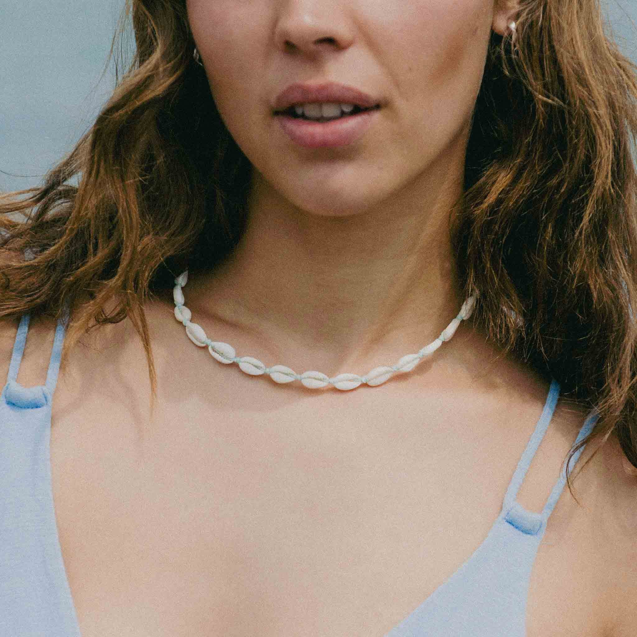 Pineapple Island Livadi Cowrie Shell Choker Necklace - Cream
