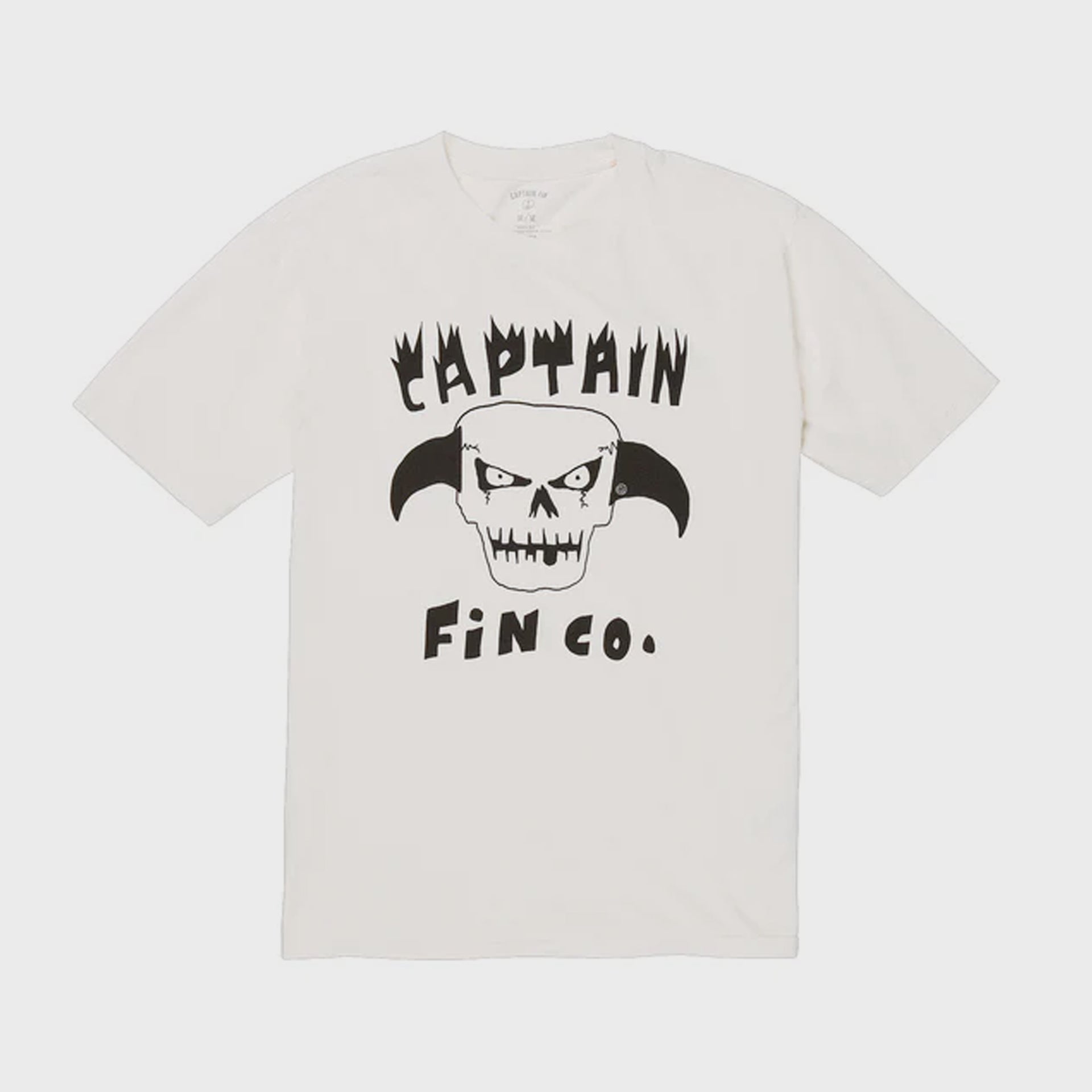 Captain Fin Men&#39;s Twin Fin Skull T-Shirt - Vintage White