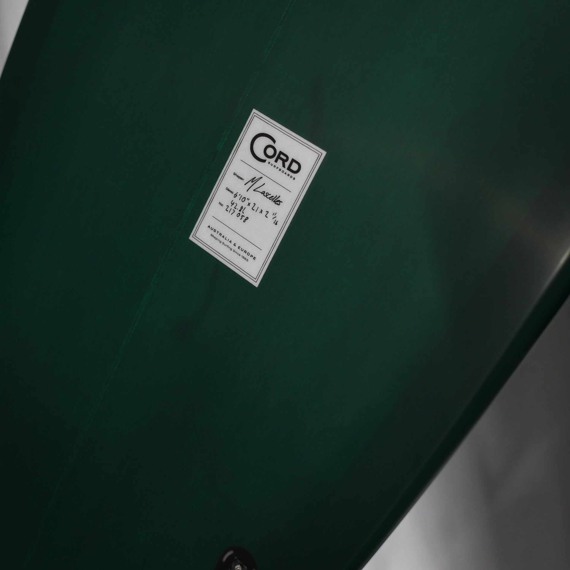 Cord Surfboard - Sailfish 6'10 - Green Tint