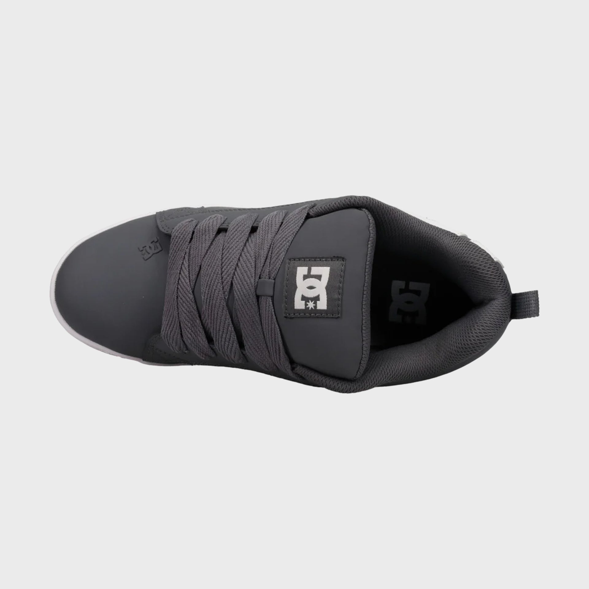 DC Shoes Mens Court Graffik Leather Shoes - Grey/White - ManGo Surfing