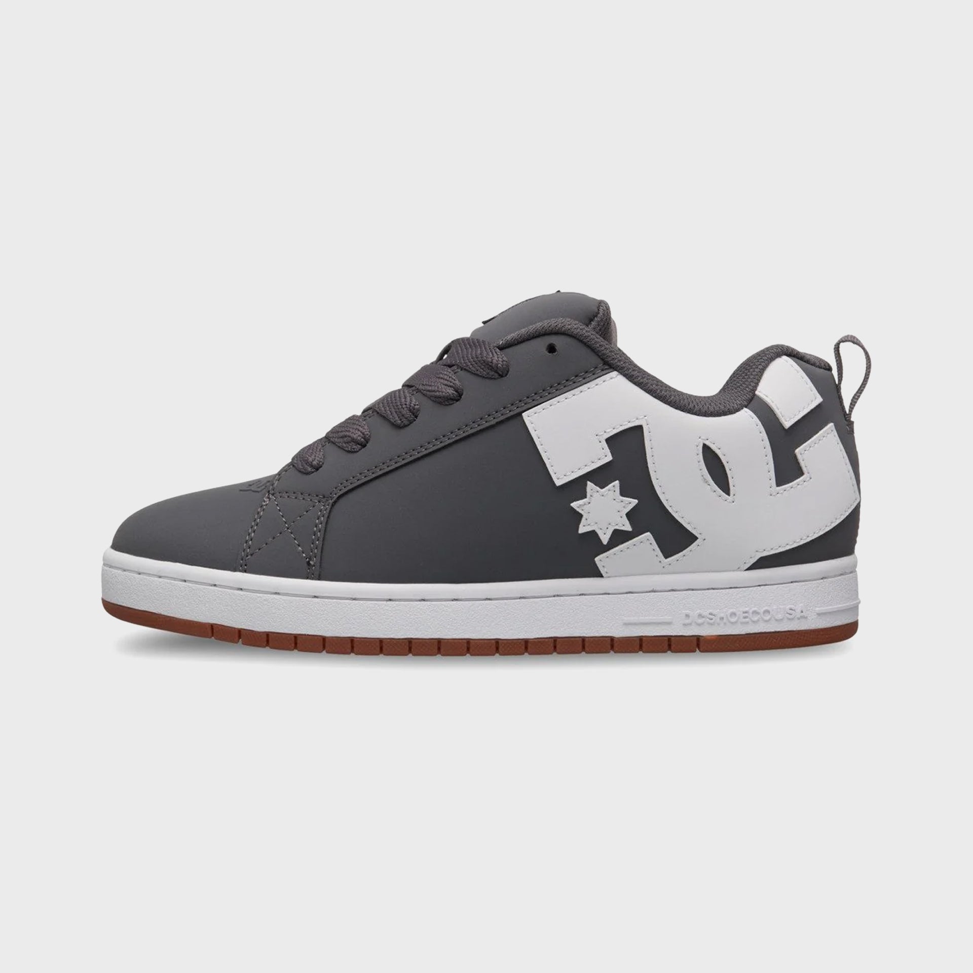 DC Shoes Mens Court Graffik Leather Shoes - Grey/White - ManGo Surfing