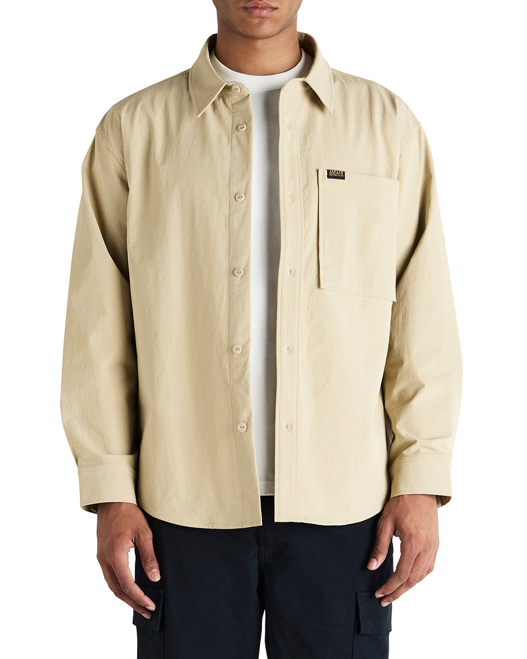 Deus Mens Frizell Travel Long Sleeve Shirt - Safari