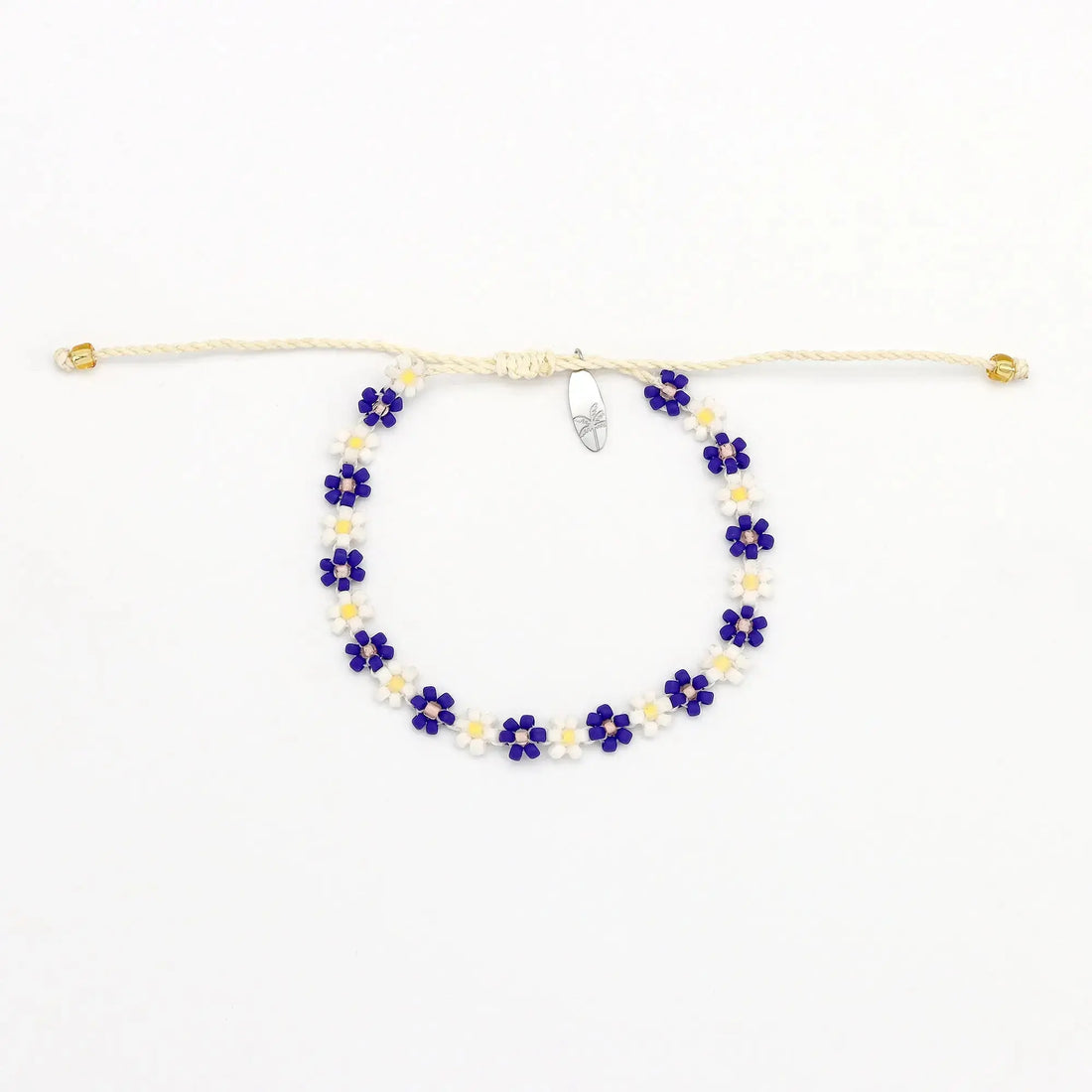 Pineapple Island Kelopak Daisy Chain Beaded Bracelet - Purple/White