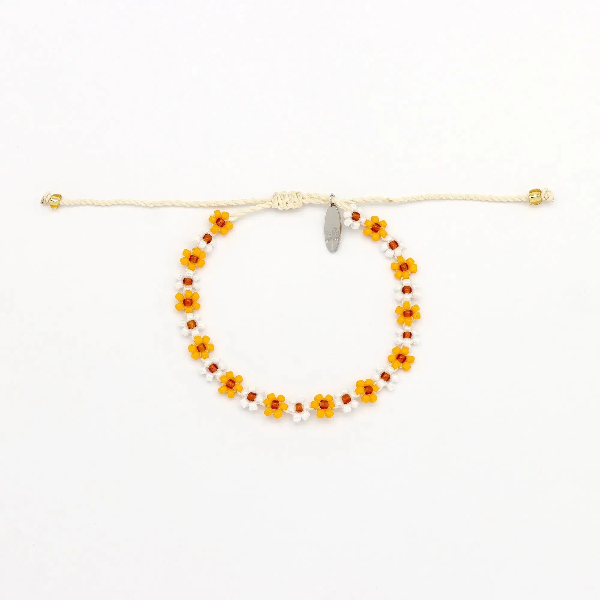 Pineapple Island Kelopak Daisy Chain Beaded Bracelet - Yellow/White