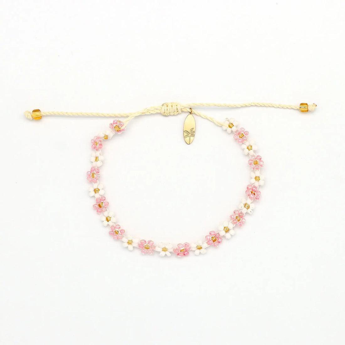 Pineapple Island Kelopak Daisy Chain Beaded Bracelet - Light Pink