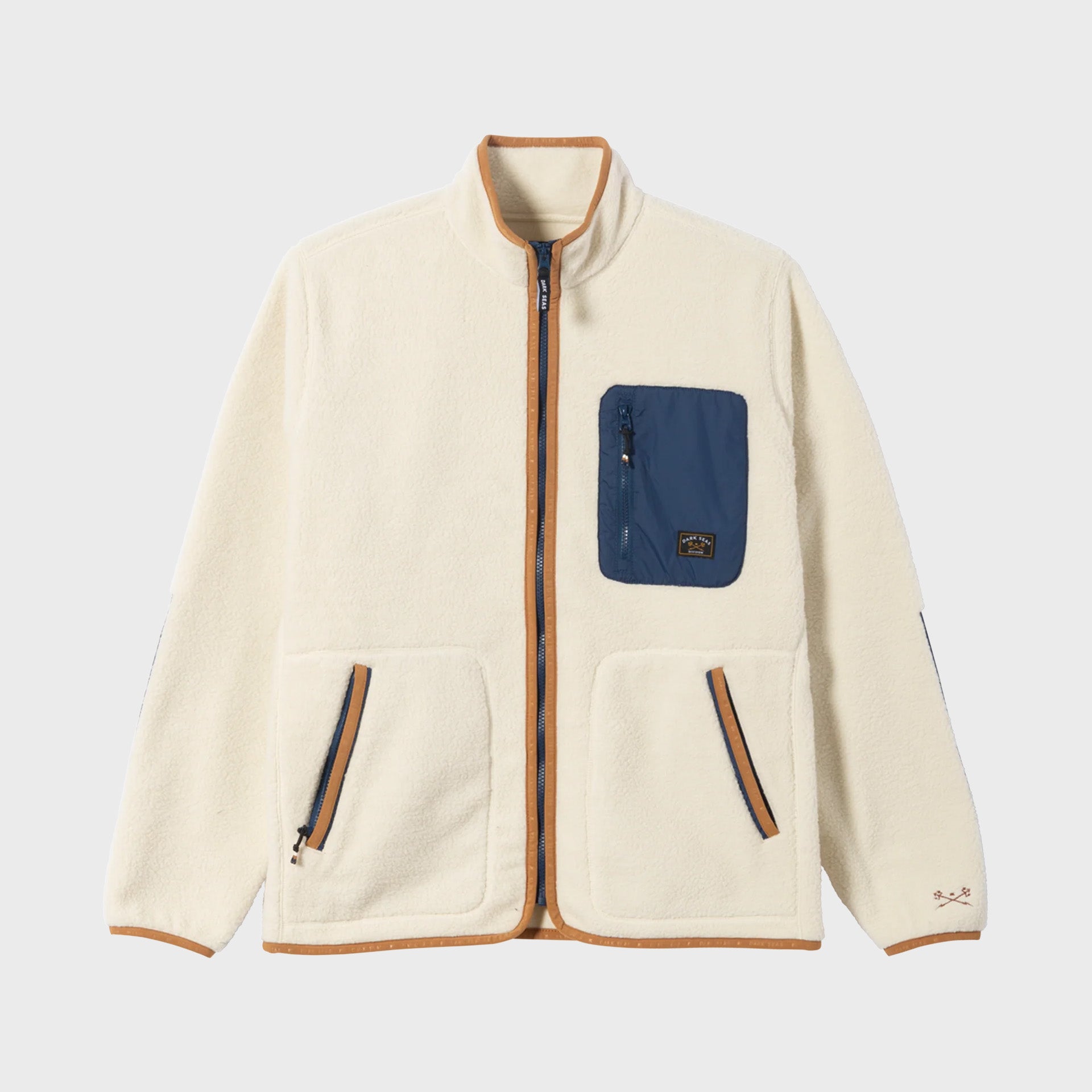 Dark Seas Mens Russell Mockneck Fleece - Off White - ManGo Surfing