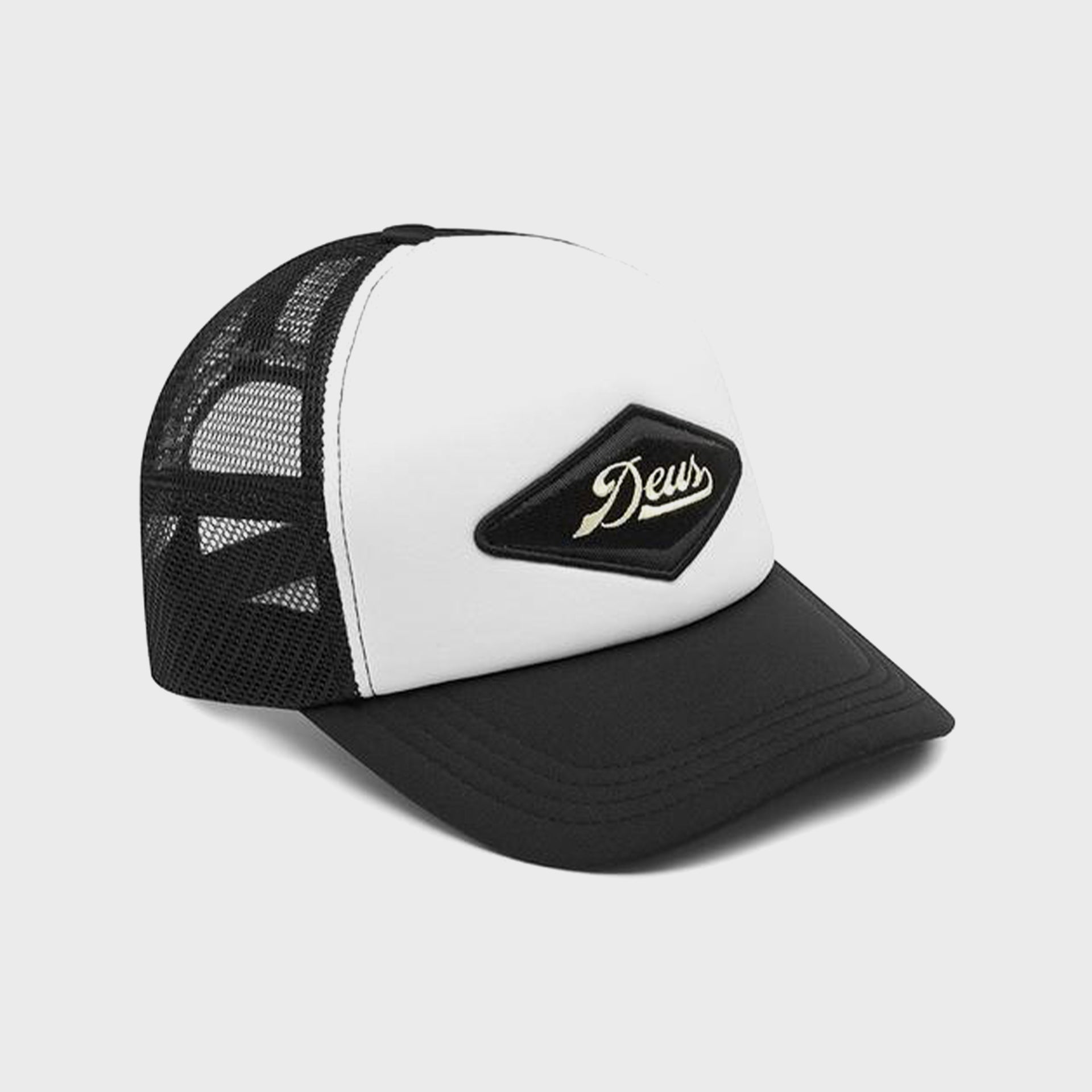 Diamond Trucker Hat Cap - Mens Hat - One Size - Black/White - ManGo Surfing