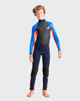 C-Skins Element 3/2 Junior Kids Wetsuit - Slate Navy/Flo Red/Blue Tie Dye - ManGo Surfing