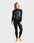 C-Skins Element 3/2 Womens Wetsuit - Raven Black/Black Tie Dye/Cyan - ManGo Surfing