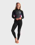 C-Skins Element 3/2 Women's Steamer Back Zip Wetsuit - Black Slate/Coral - ManGo Surfing