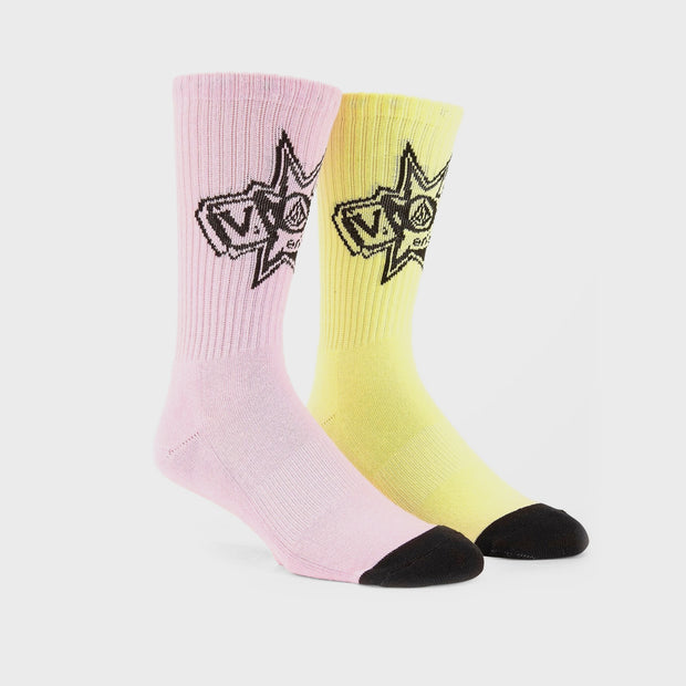 Volcom Ent Socks - Pair of Mens Crew Socks - One Size - Reef Pink