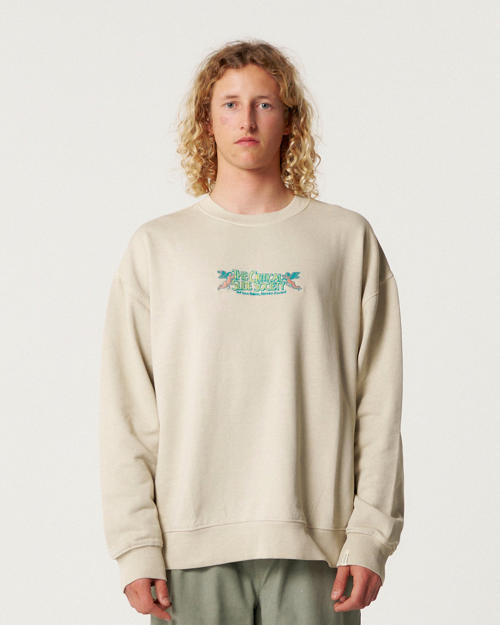 The Critical Slide Society Mens Mellow Crew Sweatshirt - Ecru