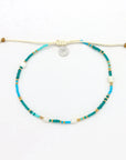 Pineapple Island Giada Cinta Pearl Beaded Surf Anklet - Blue/Green/Gold