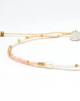 Pineapple Island Giada Cinta Pearl Beaded Surf Anklet - Pink/White/Gold